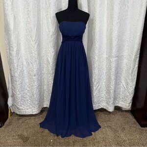 Max & Cleo Navy Blue Strapless Prom Dress